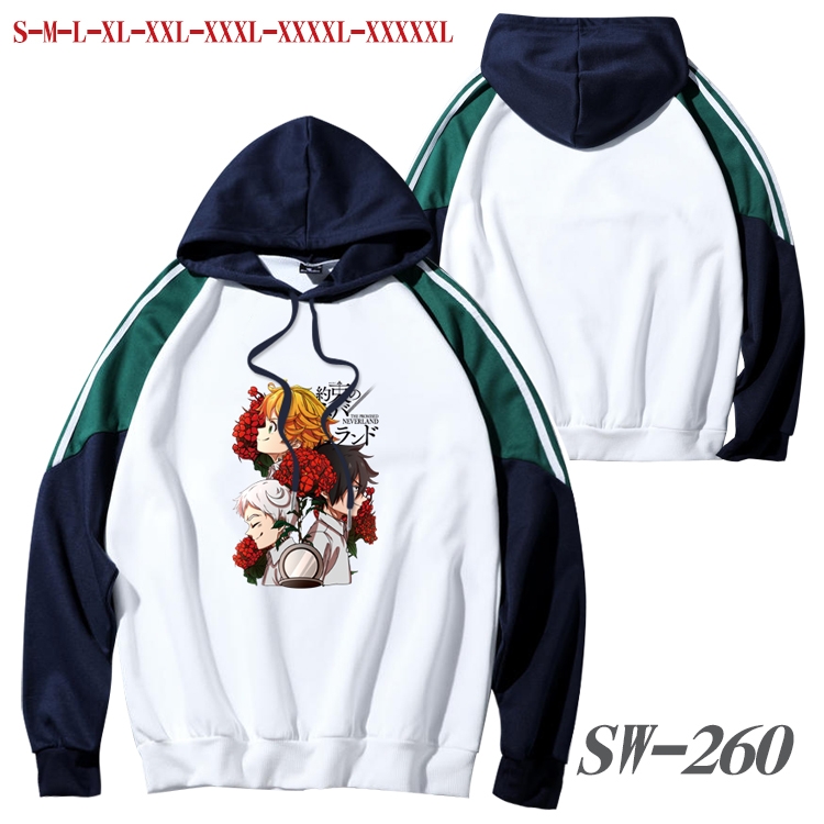 The Promised Neverla Anime color contrast sweater pullover Hoodie from S to 5XL SW-260