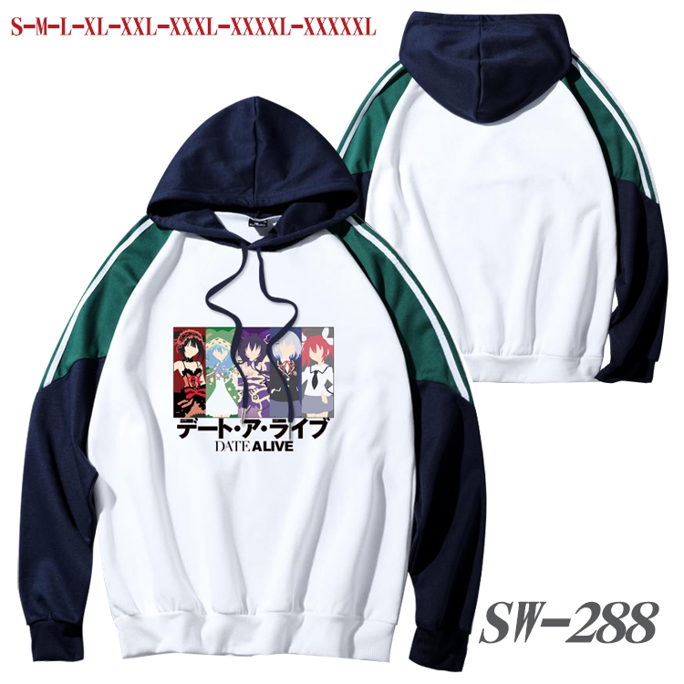 Date-A-Live Anime color contrast sweater pullover Hoodie from S to 5XL SW-288
