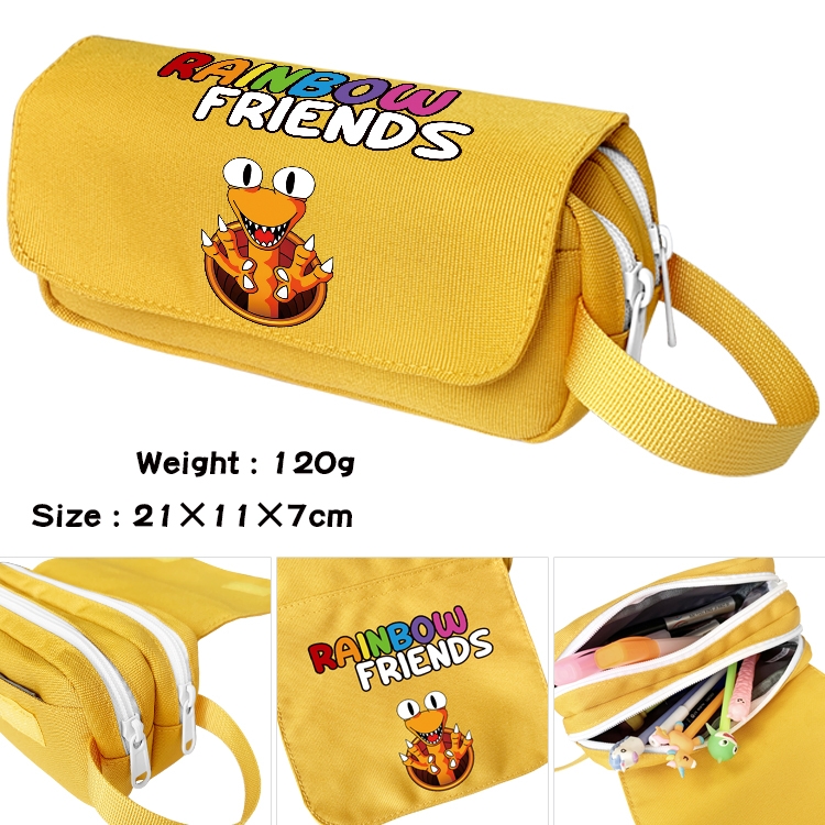 Rainbow friends Anime Multi-Function Double Zipper Canvas Cosmetic Bag Pen Case 21x10x7.5cm