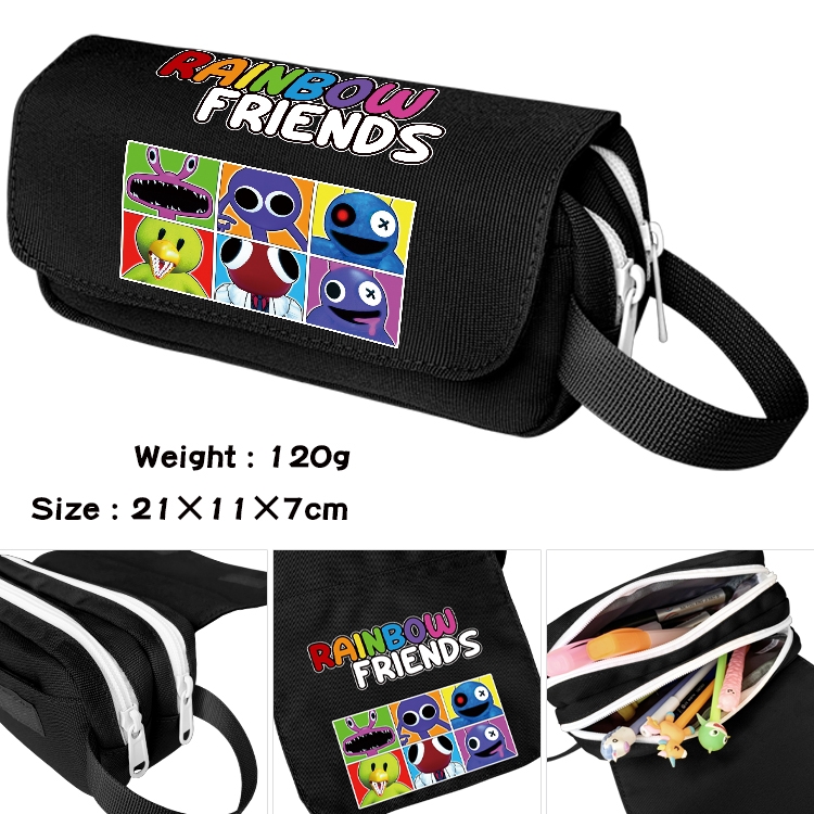 Rainbow friends Anime Multi-Function Double Zipper Canvas Cosmetic Bag Pen Case 21x10x7.5cm