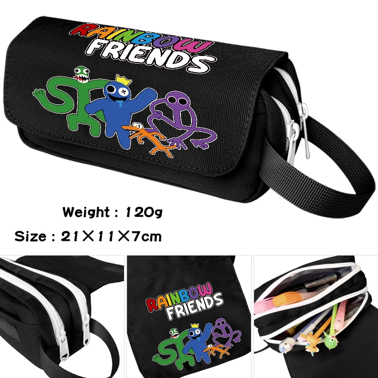 Rainbow friends Anime Multi-Function Double Zipper Canvas Cosmetic Bag Pen Case 21x10x7.5cm