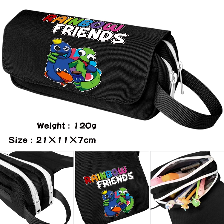 Rainbow friends Anime Multi-Function Double Zipper Canvas Cosmetic Bag Pen Case 21x10x7.5cm