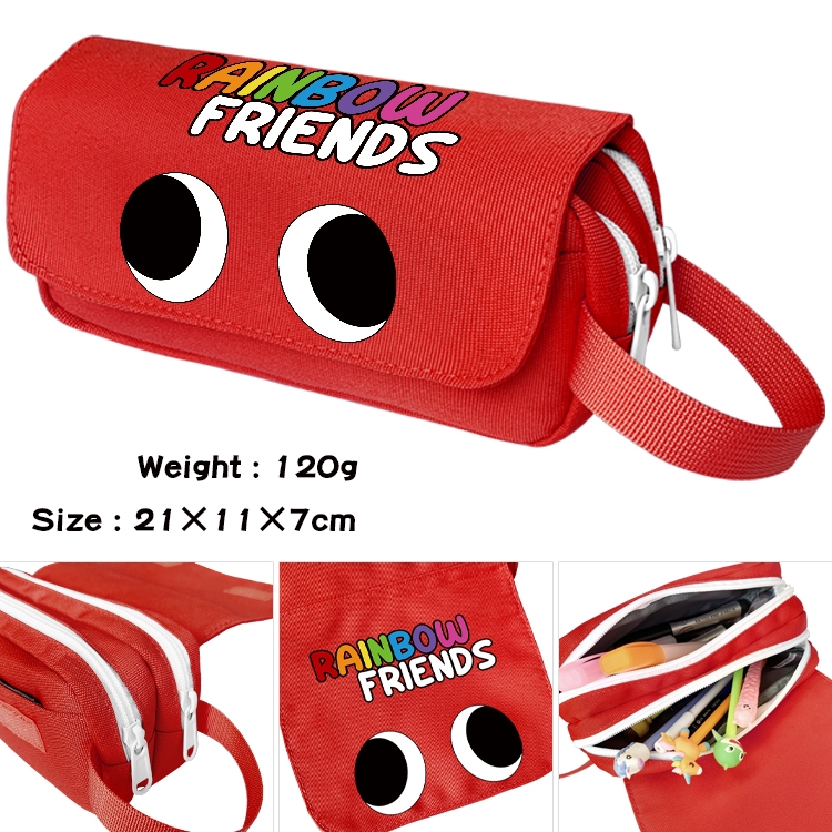 Rainbow friends Anime Multi-Function Double Zipper Canvas Cosmetic Bag Pen Case 21x10x7.5cm