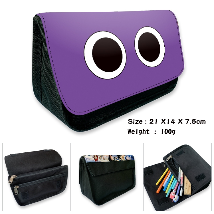 Rainbow friends Velcro canvas zipper pencil case Pencil Bag 21×14×7.5cm