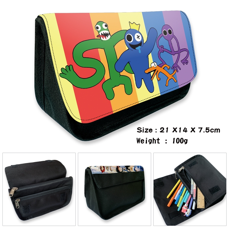 Rainbow friends Velcro canvas zipper pencil case Pencil Bag 21×14×7.5cm