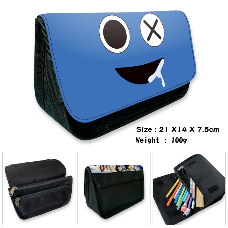 Rainbow friends Velcro canvas zipper pencil case Pencil Bag 21×14×7.5cm