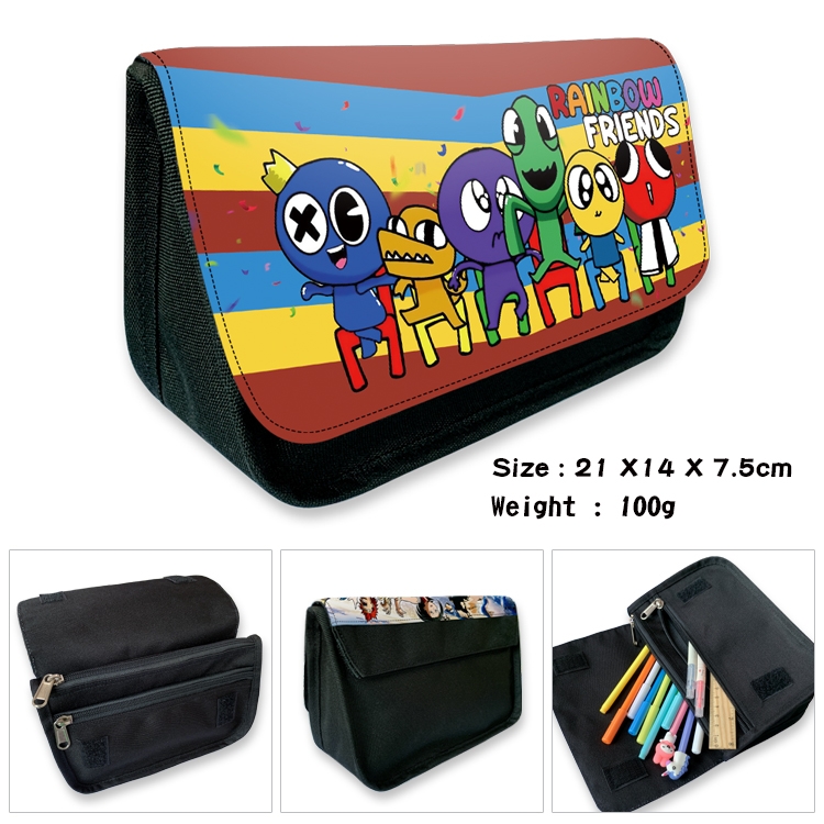 Rainbow friends Velcro canvas zipper pencil case Pencil Bag 21×14×7.5cm