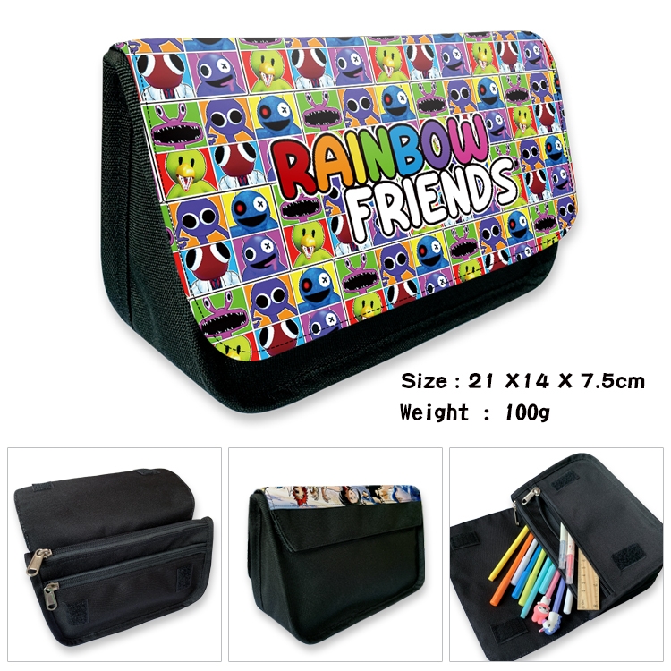 Rainbow friends Velcro canvas zipper pencil case Pencil Bag 21×14×7.5cm