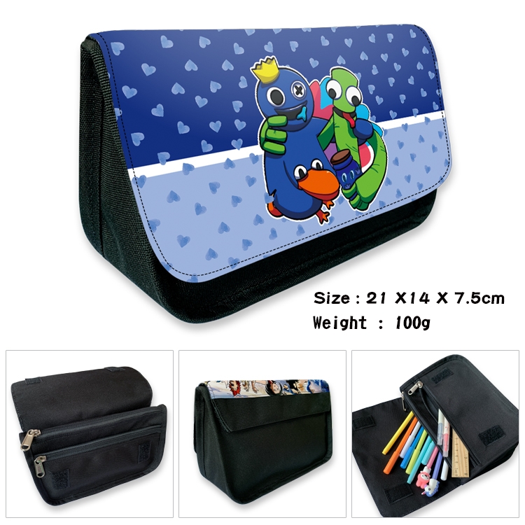 Rainbow friends Velcro canvas zipper pencil case Pencil Bag 21×14×7.5cm