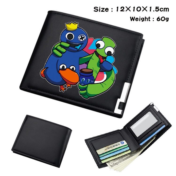 Rainbow friends Animation magnetic buckle black leather wallet 12X10X1.5CM