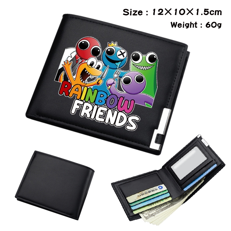 Rainbow friends Animation magnetic buckle black leather wallet 12X10X1.5CM