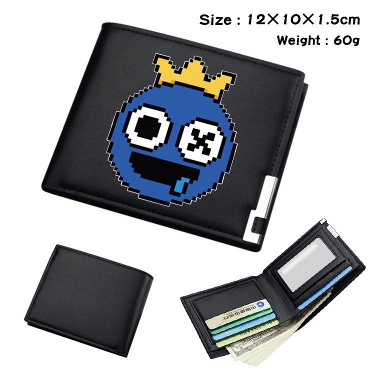 Rainbow friends Animation magnetic buckle black leather wallet 12X10X1.5CM