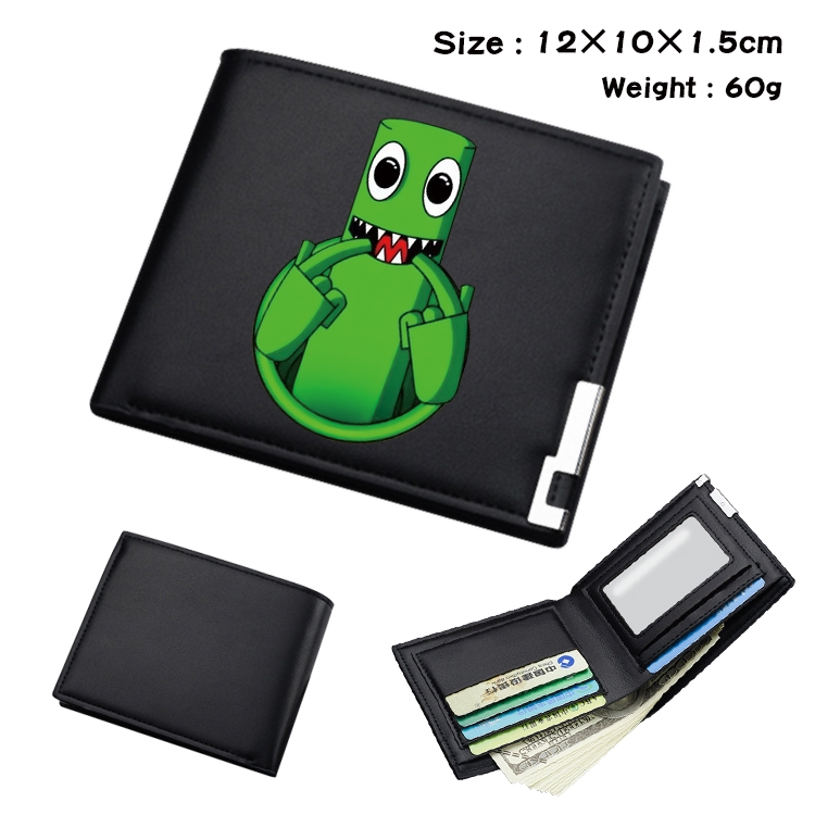 Rainbow friends Animation magnetic buckle black leather wallet 12X10X1.5CM