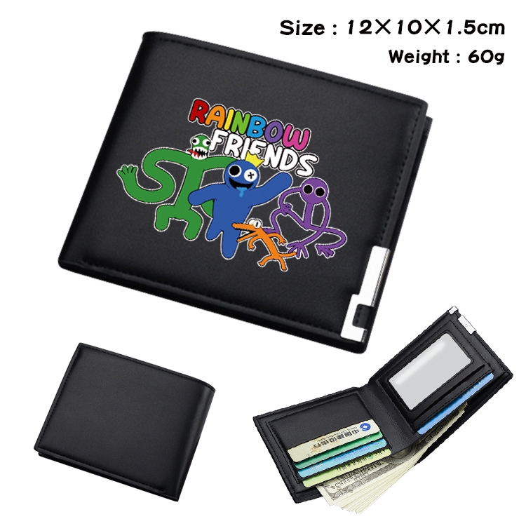 Rainbow friends Animation magnetic buckle black leather wallet 12X10X1.5CM