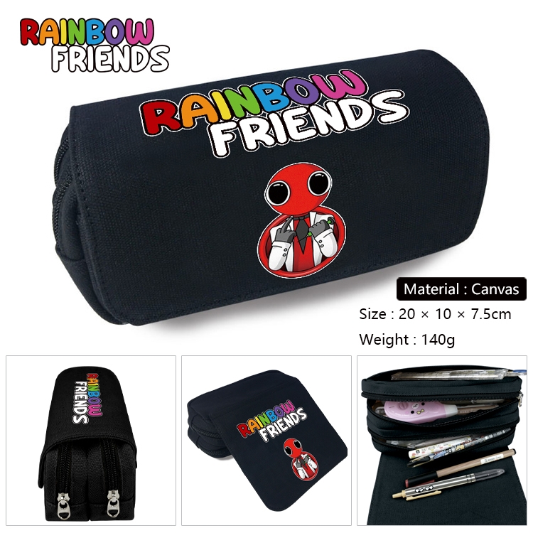 Rainbow friends Anime Multi-Function Double Zipper Canvas Cosmetic Bag Pen Case 20x10x7.5cm