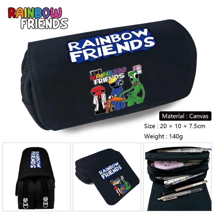 Rainbow friends Anime Multi-Function Double Zipper Canvas Cosmetic Bag Pen Case 20x10x7.5cm