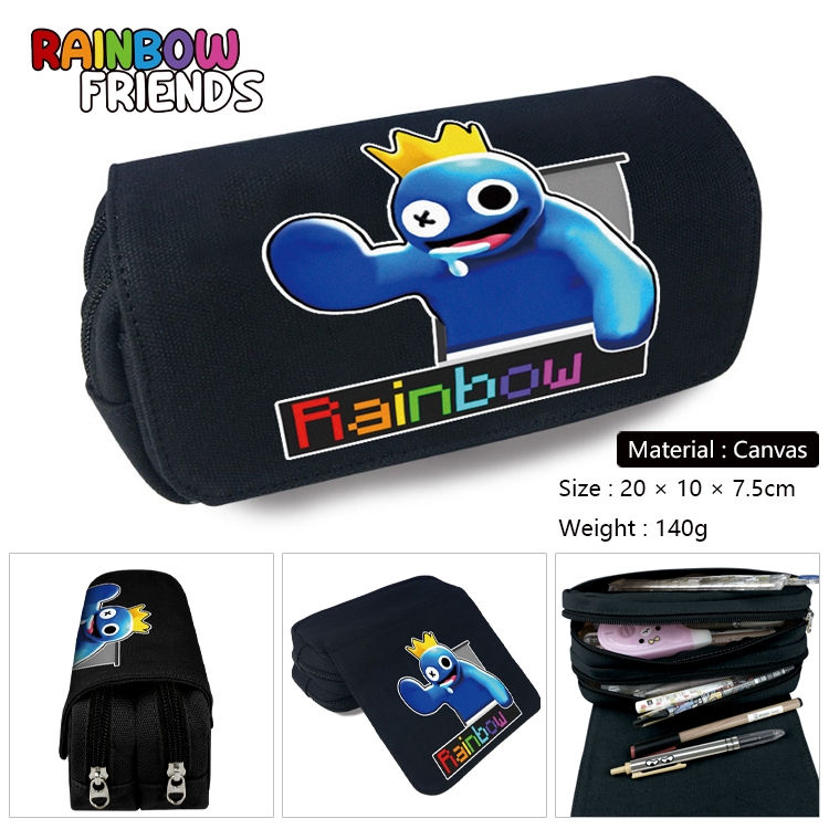 Rainbow friends Anime Multi-Function Double Zipper Canvas Cosmetic Bag Pen Case 20x10x7.5cm