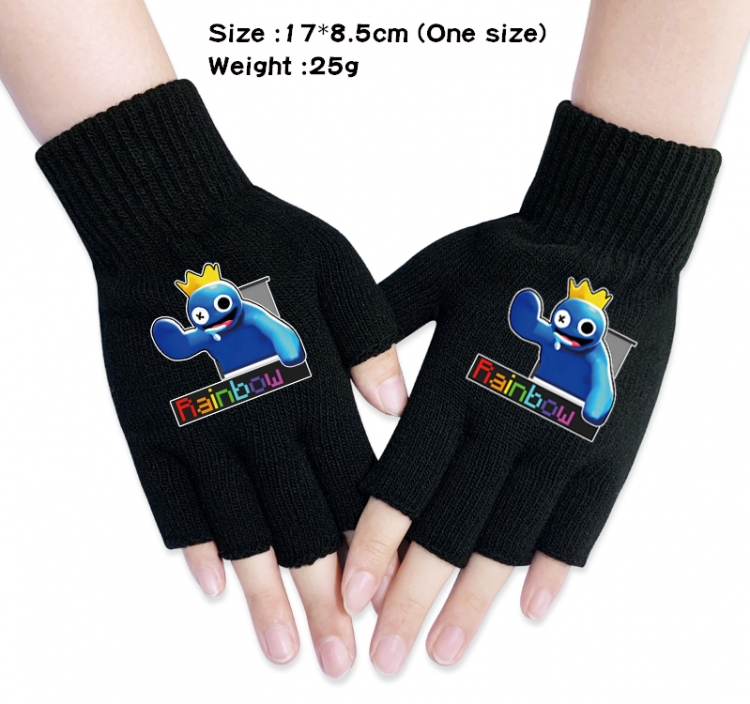 Rainbow friends Anime knitted half finger gloves 17x8.5cm