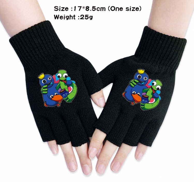 Rainbow friends Anime knitted half finger gloves 17x8.5cm