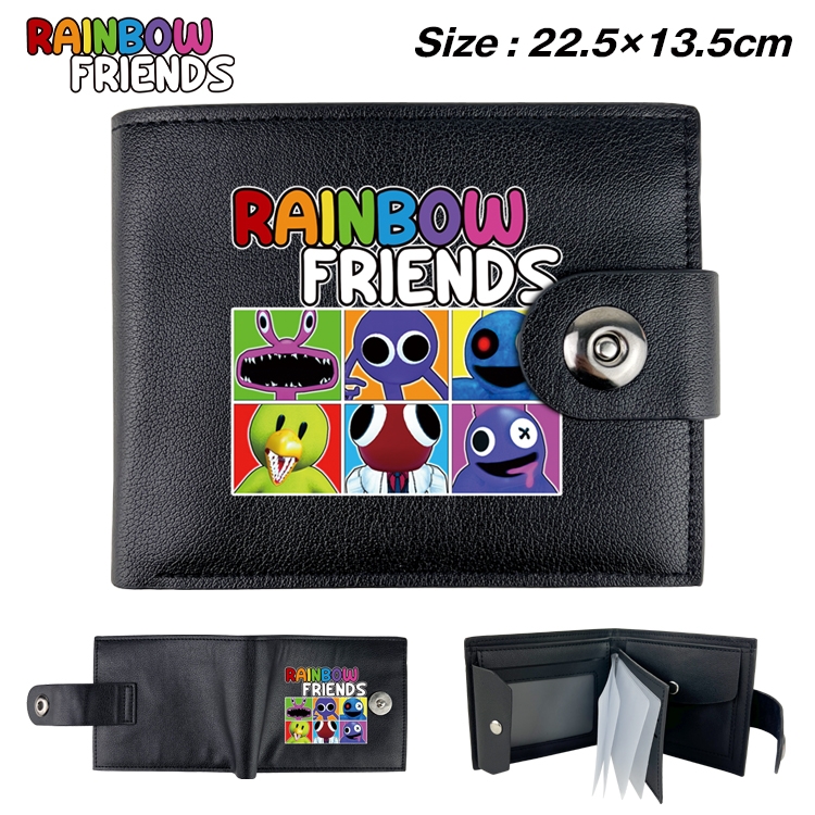 Rainbow friends Animation snap fastener black leather card page wallet 22.5X13.5CM