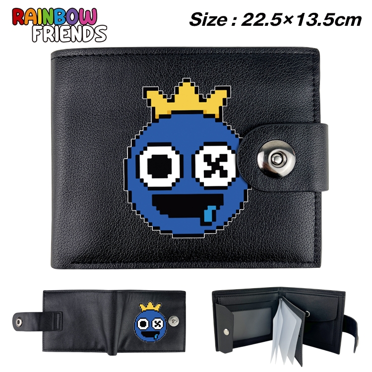 Rainbow friends Animation snap fastener black leather card page wallet 22.5X13.5CM