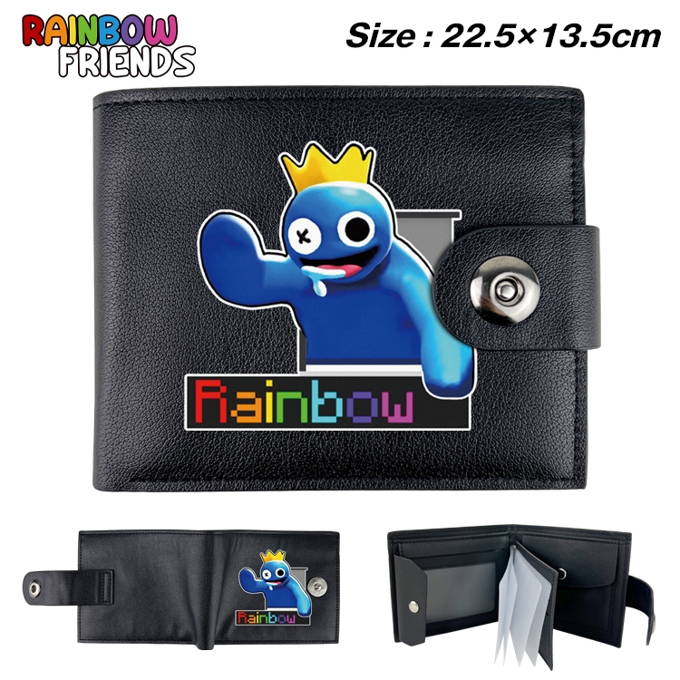 Rainbow friends Animation snap fastener black leather card page wallet 22.5X13.5CM