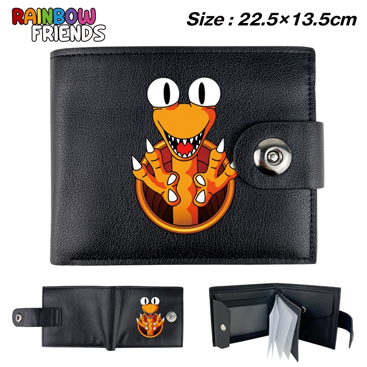 Rainbow friends Animation snap fastener black leather card page wallet 22.5X13.5CM