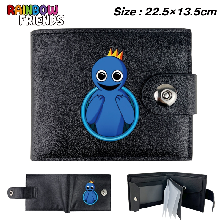 Rainbow friends Animation snap fastener black leather card page wallet 22.5X13.5CM