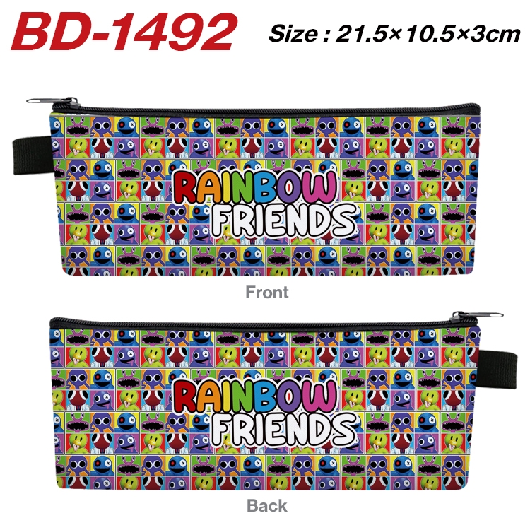 Rainbow friends Game PU leather zipper pencil case stationery box 21.5X10.5X3CM BD-1492