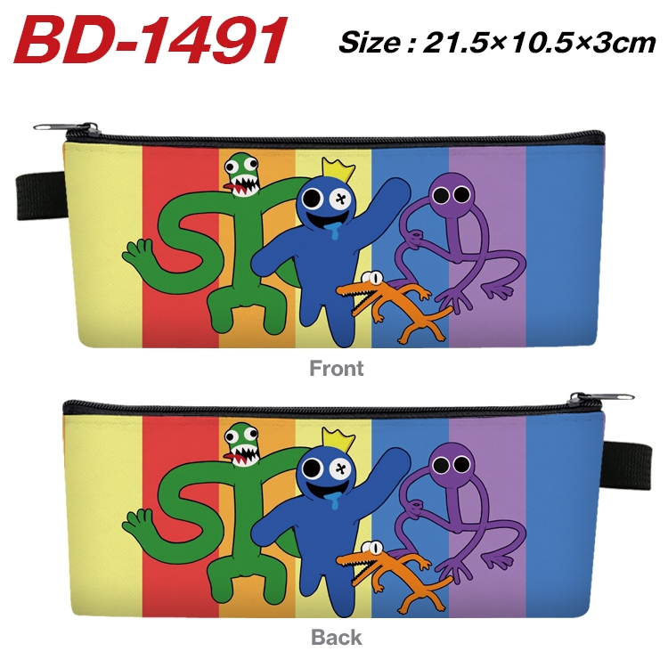 Rainbow friends Game PU leather zipper pencil case stationery box 21.5X10.5X3CM  BD-1491