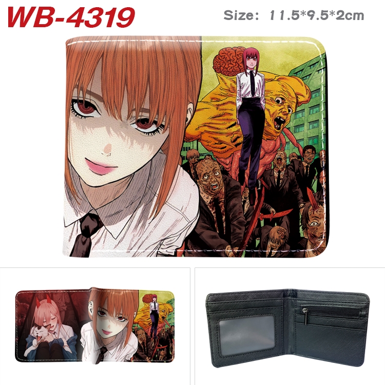 Chainsaw man Animation color PU leather folding wallet 11.5X9X2CM WB-4319A