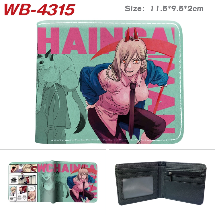 Chainsaw man Animation color PU leather folding wallet 11.5X9X2CM WB-4315A