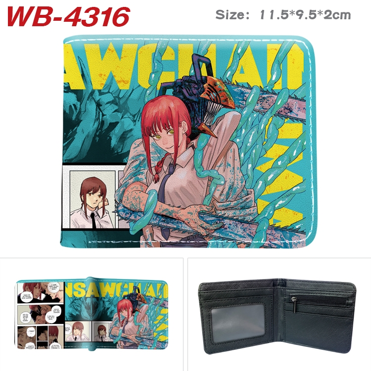 Chainsaw man Animation color PU leather folding wallet 11.5X9X2CM  WB-4316A