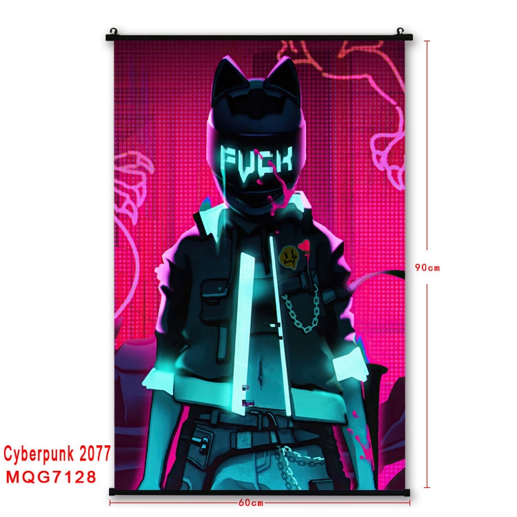 Cyberpunk Edgerunners Anime black Plastic rod Cloth painting Wall Scroll 60X90CM MQG-7128