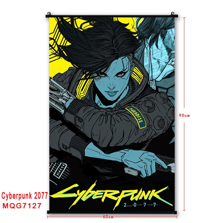 Cyberpunk Edgerunners Anime black Plastic rod Cloth painting Wall Scroll 60X90CM MQG-7127