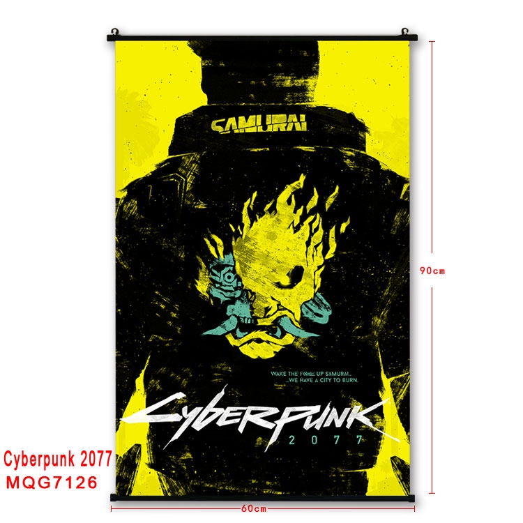 Cyberpunk Edgerunners Anime black Plastic rod Cloth painting Wall Scroll 60X90CM MQG-7126