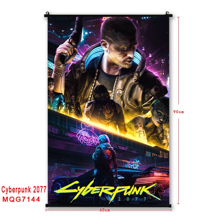 Cyberpunk Edgerunners Anime black Plastic rod Cloth painting Wall Scroll 60X90CM MQG-7144