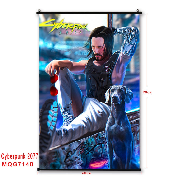 Cyberpunk Edgerunners Anime black Plastic rod Cloth painting Wall Scroll 60X90CM  MQG-7140