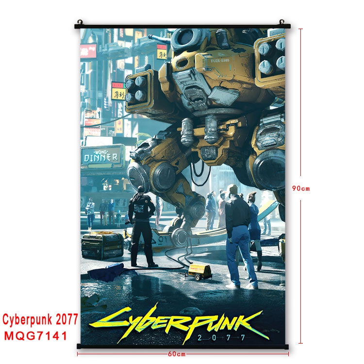 Cyberpunk Edgerunners Anime black Plastic rod Cloth painting Wall Scroll 60X90CM MQG-7141