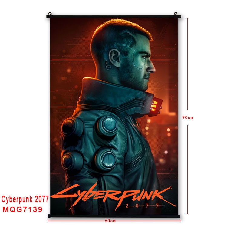 Cyberpunk Edgerunners Anime black Plastic rod Cloth painting Wall Scroll 60X90CM MQG-7139