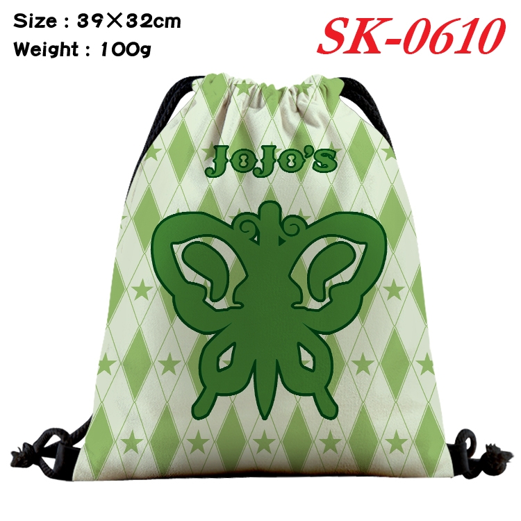 JoJos Bizarre Adventure cartoon Waterproof Nylon Full Color Drawstring Pocket 39x32cm SK-0610A