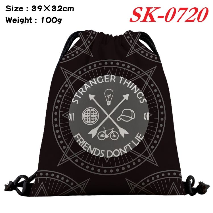 Stranger Things cartoon Waterproof Nylon Full Color Drawstring Pocket 39x32cm  SK-0720A