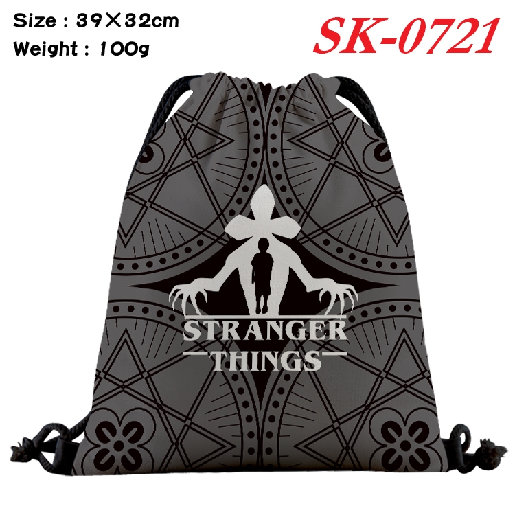 Stranger Things cartoon Waterproof Nylon Full Color Drawstring Pocket 39x32cm  SK-0721A