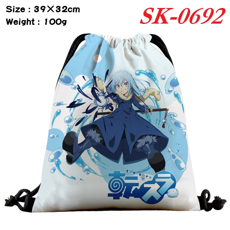 That Time I Got Slim cartoon Waterproof Nylon Full Color Drawstring Pocket 39x32cm SK-0692A