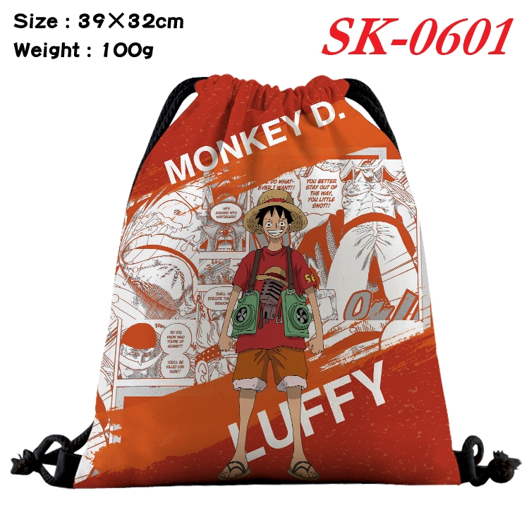 One Piece cartoon Waterproof Nylon Full Color Drawstring Pocket 39x32cm SK-0601A