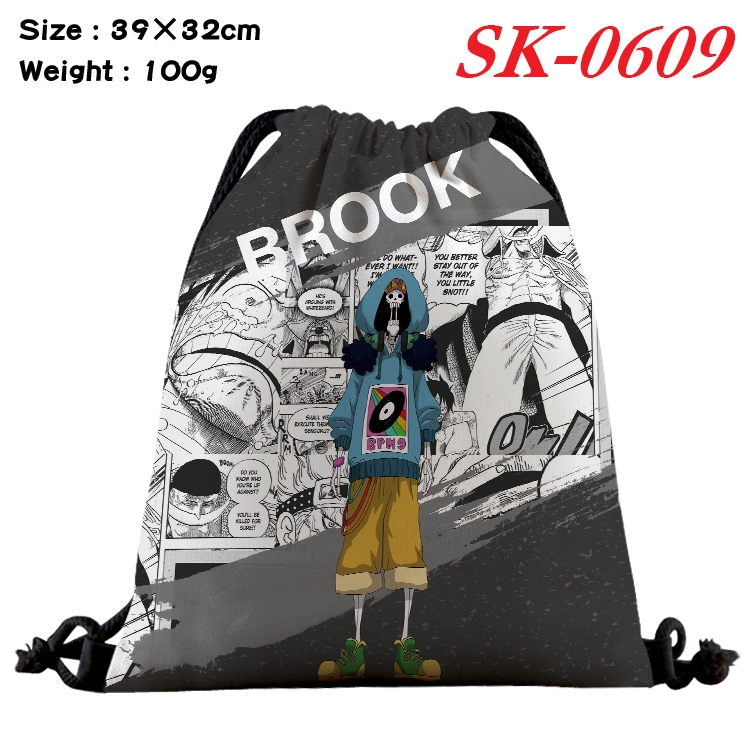 One Piece cartoon Waterproof Nylon Full Color Drawstring Pocket 39x32cm SK-0609A