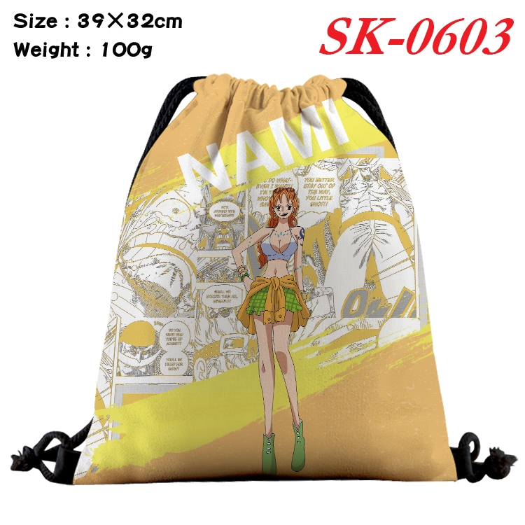 One Piece cartoon Waterproof Nylon Full Color Drawstring Pocket 39x32cm SK-0603A