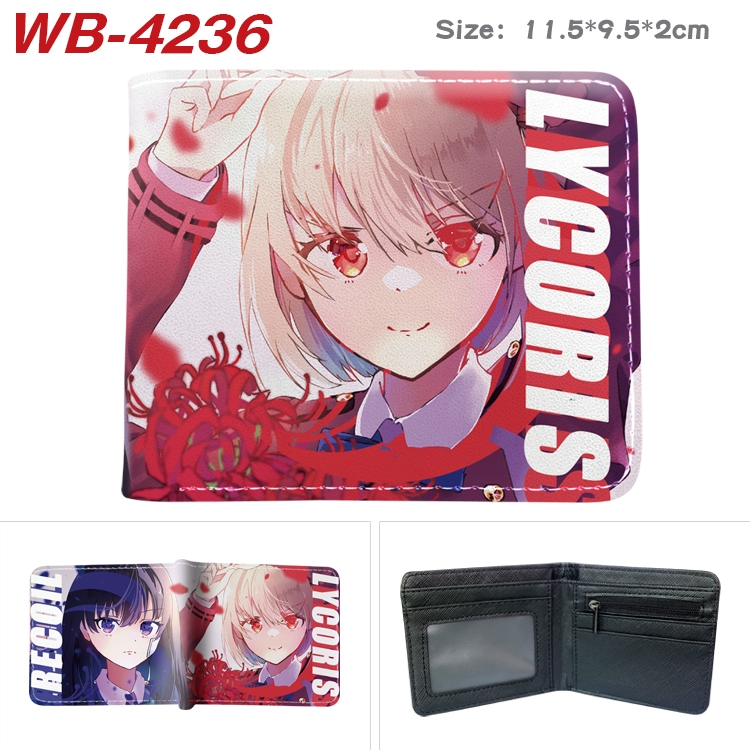 Lycoris Recoil  Animation color PU leather folding wallet 11.5X9X2CM WB-4236A