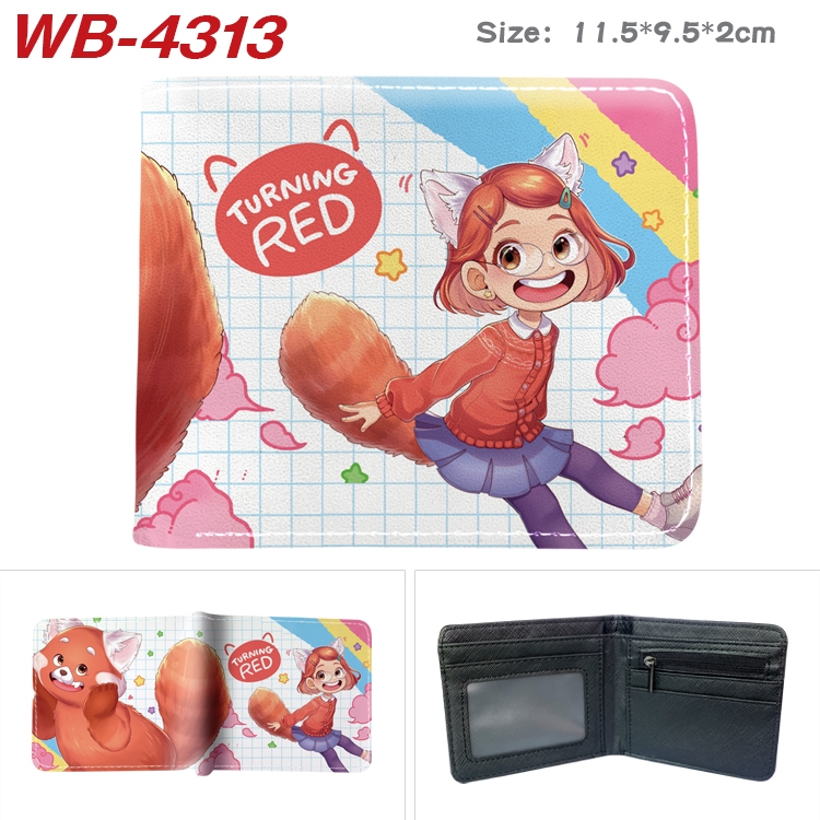 Turning Red Animation color PU leather folding wallet 11.5X9X2CM  WB-4313A