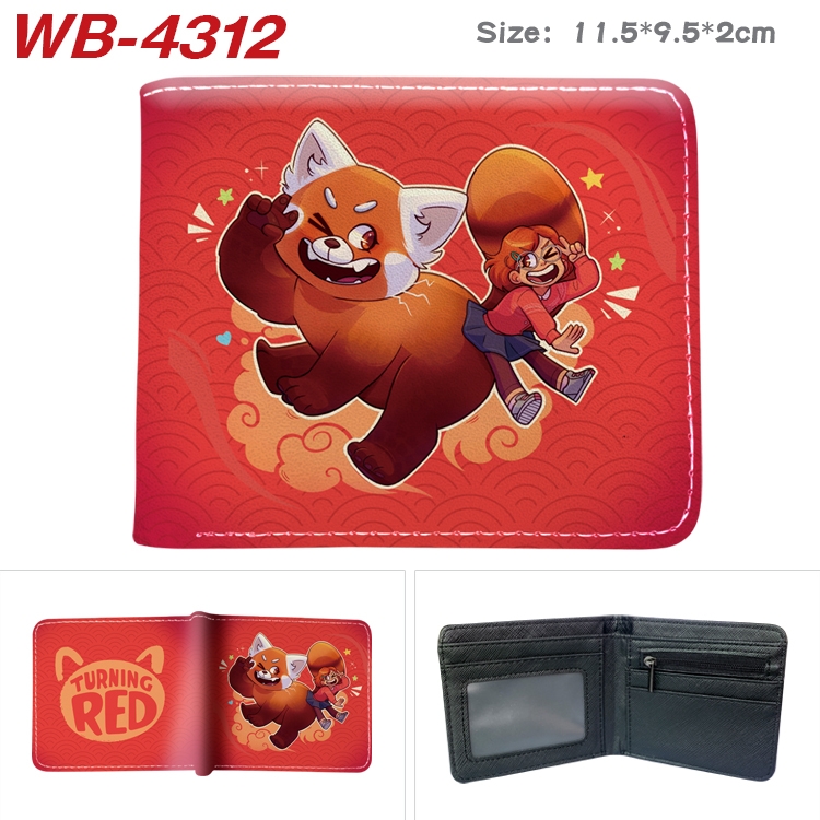 Turning Red Animation color PU leather folding wallet 11.5X9X2CM WB-4312A